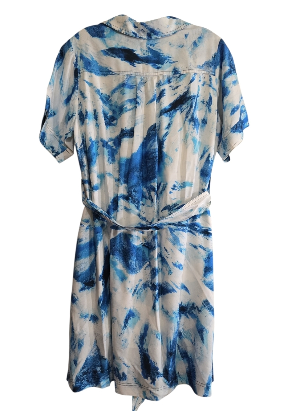 Marie Oliver Tie Waist Button Front Shirt Dress Small Tie Dye Blue White - Picture 7 of 9